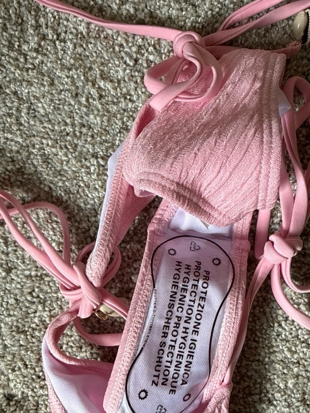 Pink Textured String Bikini Set - Picture 3 of 4